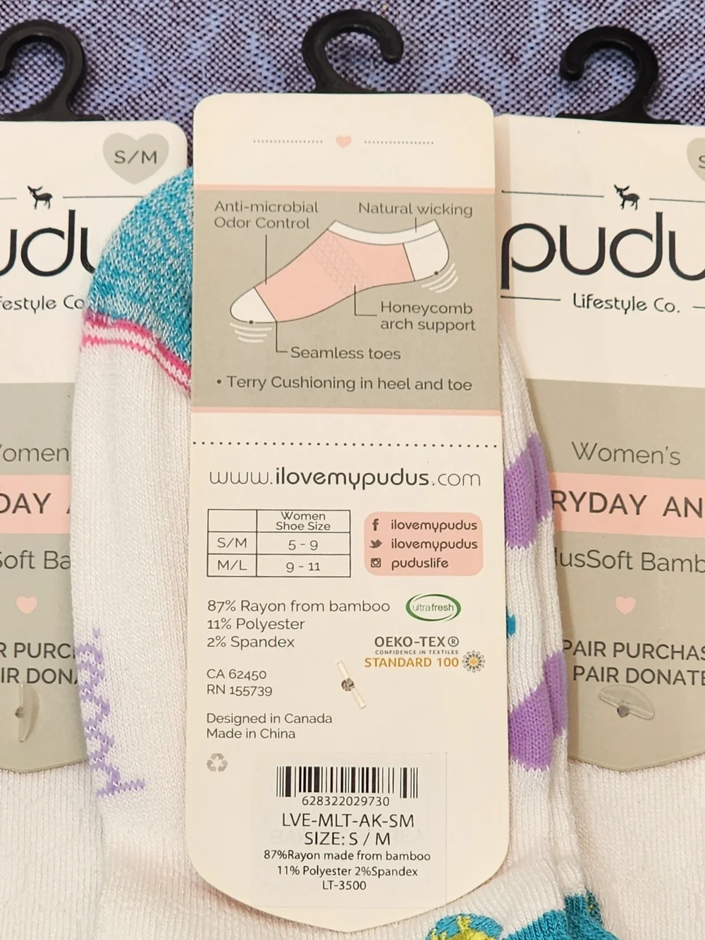 3 Pair Women's Ankle Socks - Size S/M